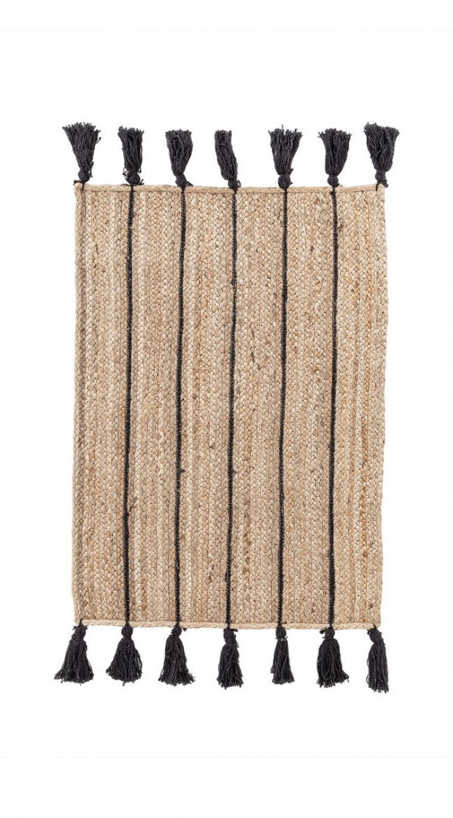 Tappeto in Iuta Bianco Rustico da Interno 60x90 cm - THOMAS Colore: Nero