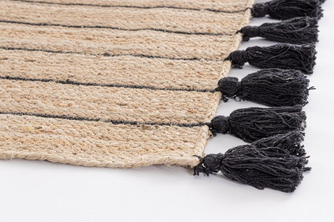 Tappeto in Iuta Bianco Rustico da Interno 60x90 cm - THOMAS Colore: Nero