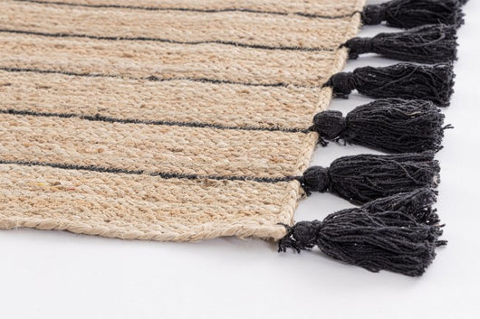 Tappeto in Iuta Bianco Rustico da Interno 60x90 cm - THOMAS Colore: Nero
