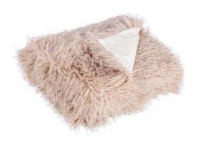 Plaid Pelo Lungo Beige Boho da Interno 120x150 - SALIM