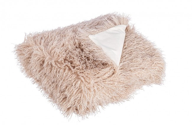 Plaid Pelo Lungo Beige Boho da Interno 120x150 - SALIM