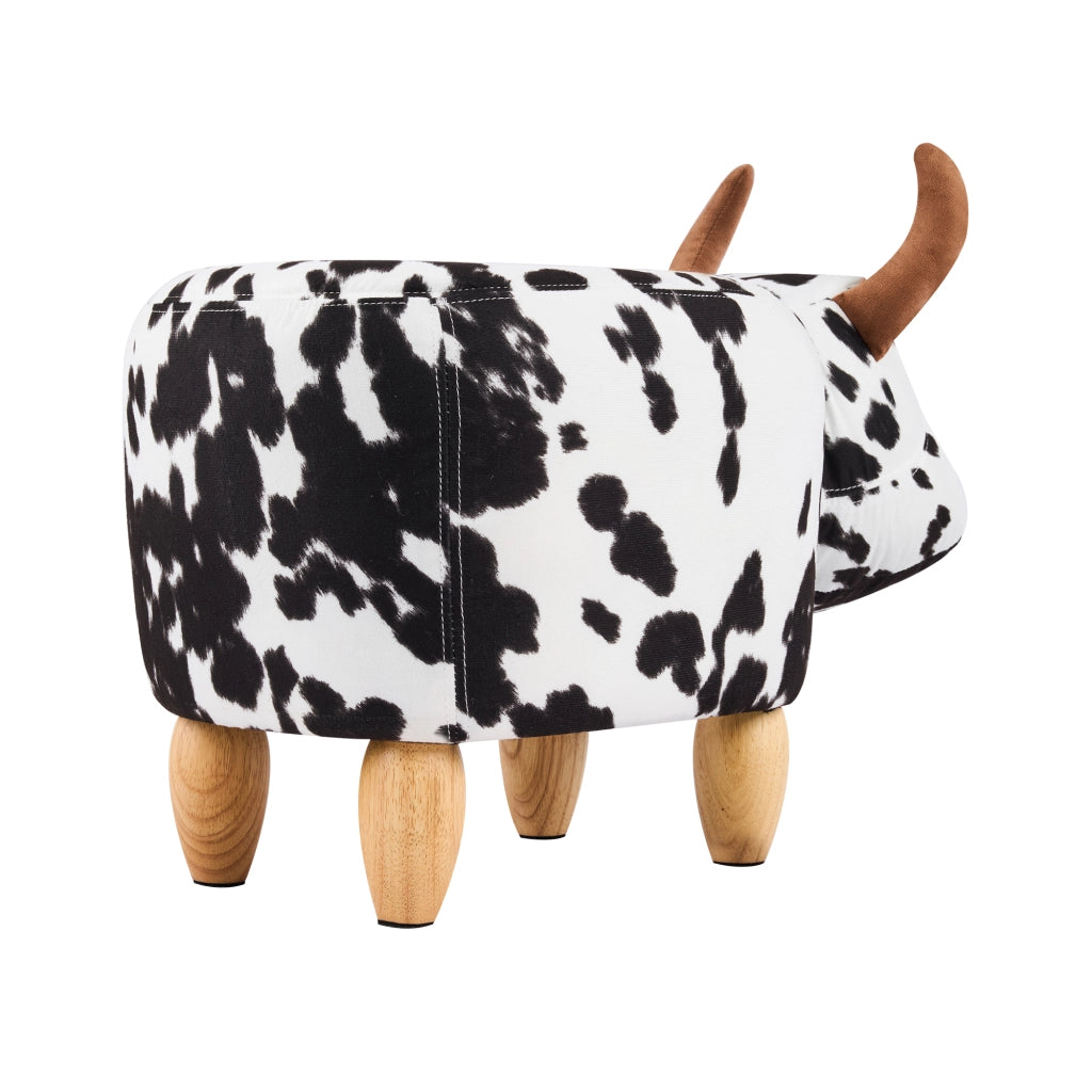 Pouf sgabello per cambio scarpe con piedini in legno massello antiscivolo in schiuma e legno nero e bianco