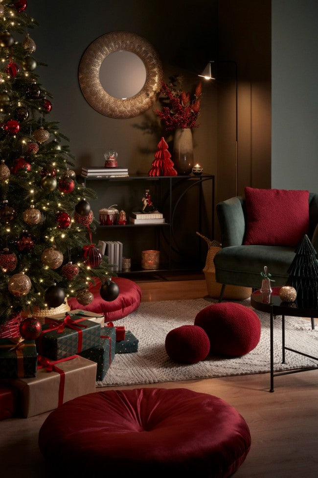 Set 4 Cuscini Meditazione Velluto Rosa Boho 90 cm - ARCADIA Colore: Bordeaux