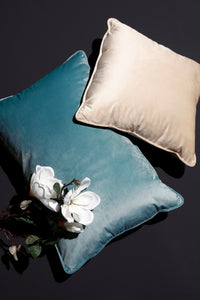 Set 4 Cuscini in Velluto Grigio Scuro Moderni da Interno - ARCADIA Dimensione: 40x40, Colore: Avorio