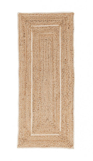 Tappeto Rettangolare in Iuta Nero Stile Rustico da Interno - ANDERSON Colore: Bianco, Dimensione: 60x150