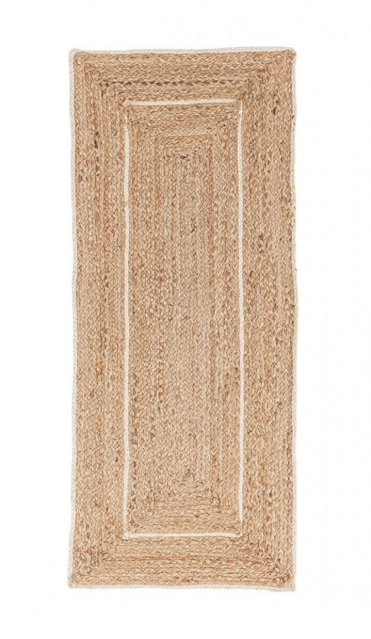 Tappeto Rettangolare in Iuta Nero Stile Rustico da Interno - ANDERSON Colore: Bianco, Dimensione: 60x150