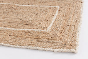 Tappeto Rettangolare in Iuta Nero Stile Rustico da Interno - ANDERSON Colore: Bianco, Dimensione: 60x150