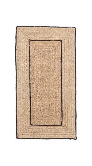 Tappeto Rettangolare in Iuta Nero Stile Rustico da Interno - ANDERSON Dimensione: 60x90, Colore: Nero