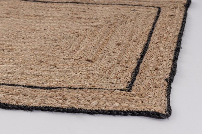 Tappeto Rettangolare in Iuta Nero Stile Rustico da Interno - ANDERSON Dimensione: 60x90, Colore: Nero