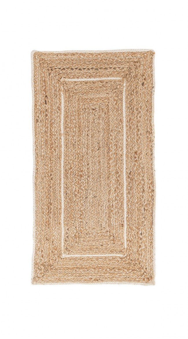 Tappeto Rettangolare in Iuta Nero Stile Rustico da Interno - ANDERSON Colore: Bianco, Dimensione: 60x90