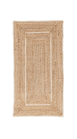 Tappeto Rettangolare in Iuta Nero Stile Rustico da Interno - ANDERSON Colore: Bianco, Dimensione: 60x90