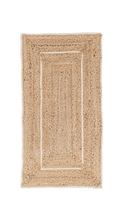 Tappeto Rettangolare in Iuta Nero Stile Rustico da Interno - ANDERSON Colore: Bianco, Dimensione: 60x90