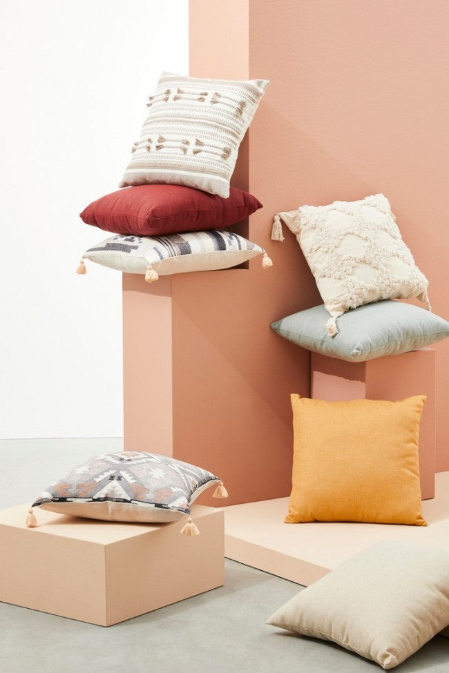 Set 4 Cuscini Cotone Verde Boho da Interno 45x47 cm - MEI-XIU Colore: Tortora