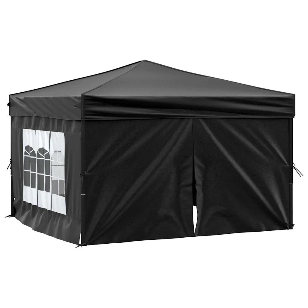Tenda per Feste Pieghevole con Pareti Laterali-Tenda Gazebo Nero 3x3 m 379452