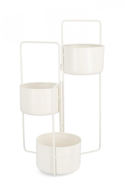 Porta Fiori 3 Piani Acciaio Nero Moderno da Interno - MAGICAL Colore: Bianco