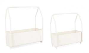 Porta Fiore Rettangolare Acciaio Marrone Moderno da Interno - MAGICAL Colore: Bianco