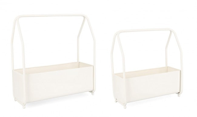 Porta Fiore Rettangolare Acciaio Marrone Moderno da Interno - MAGICAL Colore: Bianco