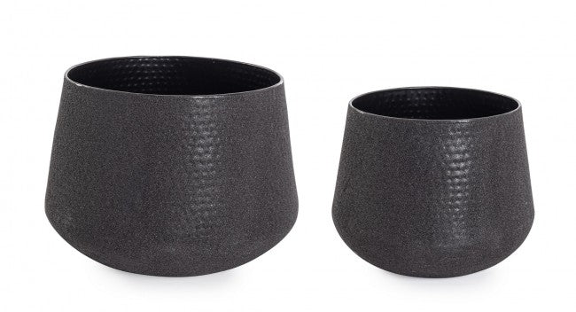 Porta Vaso Basso in Acciaio Nero Moderno da Interno - FRESH Colore: Nero