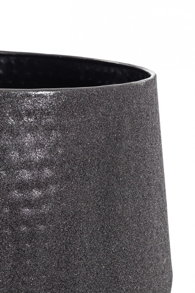 Porta Vaso Basso in Acciaio Nero Moderno da Interno - FRESH Colore: Nero