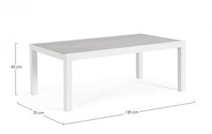 Tavolino Alluminio Bianco Moderno da Esterno 120x70 - BREEZE Colore: Bianco