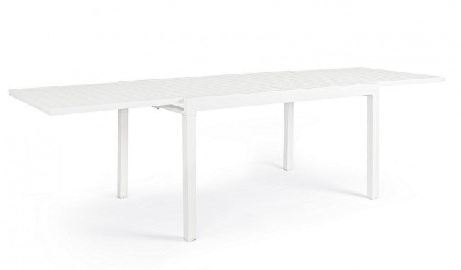 Tavolo Allungabile Alluminio Bianco Moderno da Esterno - SEAFARER Colore: Bianco, Dimensione: 135x90 cm