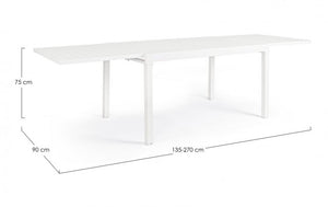 Tavolo Allungabile Alluminio Bianco Moderno da Esterno - SEAFARER Colore: Bianco, Dimensione: 135x90 cm