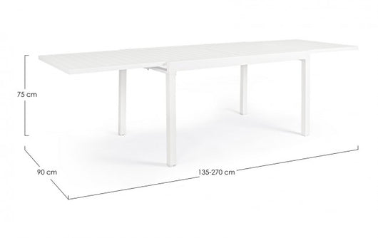 Tavolo Allungabile Alluminio Bianco Moderno da Esterno - SEAFARER Colore: Bianco, Dimensione: 135x90 cm