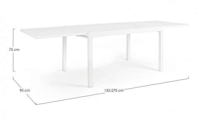 Tavolo Allungabile Alluminio Bianco Moderno da Esterno - SEAFARER Colore: Bianco, Dimensione: 135x90 cm