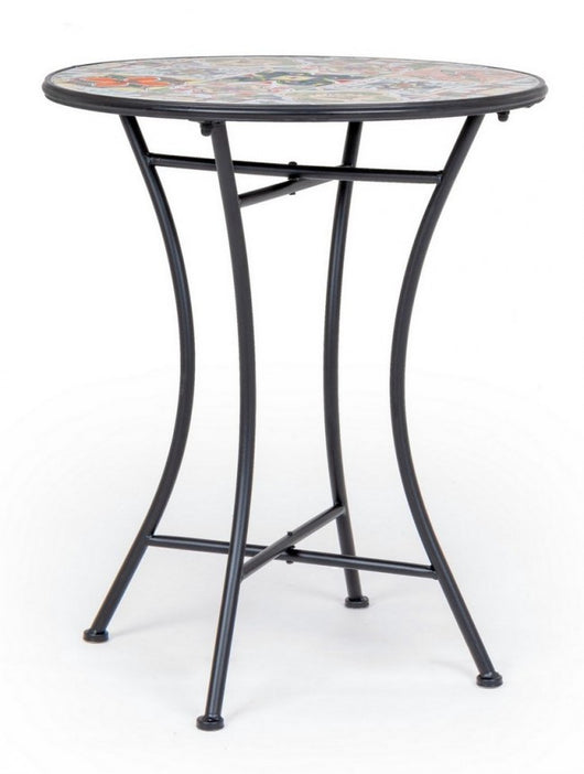 Tavolo Rotondo Acciaio Nero Moderno da Esterno 60 cm - MYTHICAL Colore: Composizione 3
