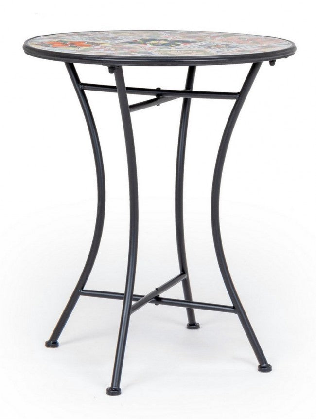 Tavolo Rotondo Acciaio Nero Moderno da Esterno 60 cm - MYTHICAL Colore: Composizione 3