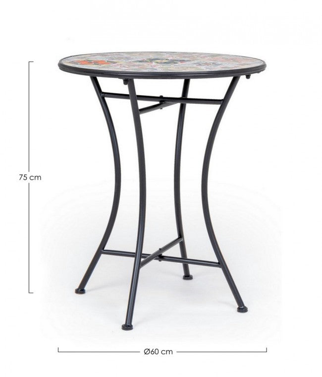 Tavolo Rotondo Acciaio Nero Moderno da Esterno 60 cm - MYTHICAL Colore: Composizione 3