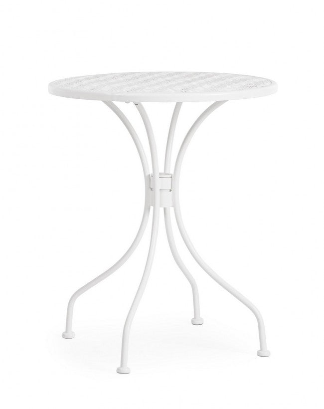 Tavolo Rotondo Acciaio Verde da Esterno 60 cm - LUXURIA Colore: Bianco