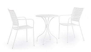 Tavolo Rotondo Acciaio Verde da Esterno 60 cm - LUXURIA Colore: Bianco