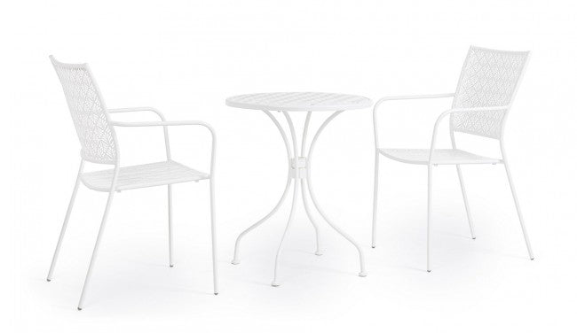 Tavolo Rotondo Acciaio Verde da Esterno 60 cm - LUXURIA Colore: Bianco