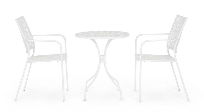 Tavolo Rotondo Acciaio Verde da Esterno 60 cm - LUXURIA Colore: Bianco