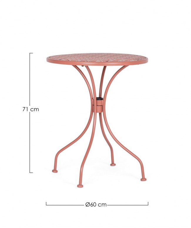 Tavolo Rotondo Acciaio Verde da Esterno 60 cm - LUXURIA Colore: Rosso