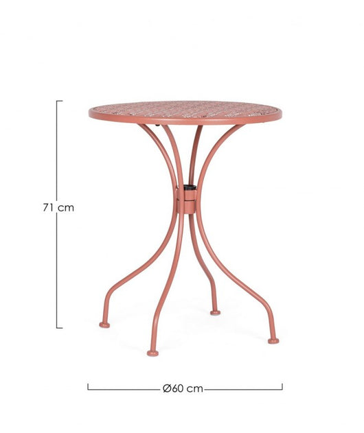 Tavolo Rotondo Acciaio Verde da Esterno 60 cm - LUXURIA Colore: Rosso
