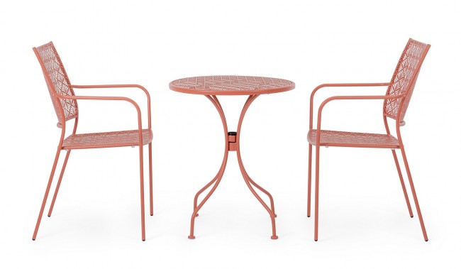 Tavolo Rotondo Acciaio Verde da Esterno 60 cm - LUXURIA Colore: Rosso