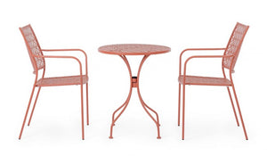 Tavolo Rotondo Acciaio Verde da Esterno 60 cm - LUXURIA Colore: Rosso