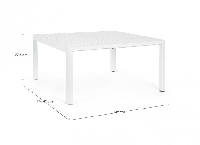 Tavolo Allungabile Alluminio Bianco Moderno da Esterno - HIDDEN Colore: Bianco, Dimensione: 149x97 cm