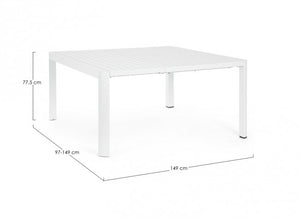 Tavolo Allungabile Alluminio Bianco Moderno da Esterno - HIDDEN Colore: Bianco, Dimensione: 149x97 cm