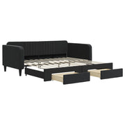Divano letto | Sof¨¤ letto | Letto singolo Estraibile con Cassetti Nero 100x200 cm in Velluto