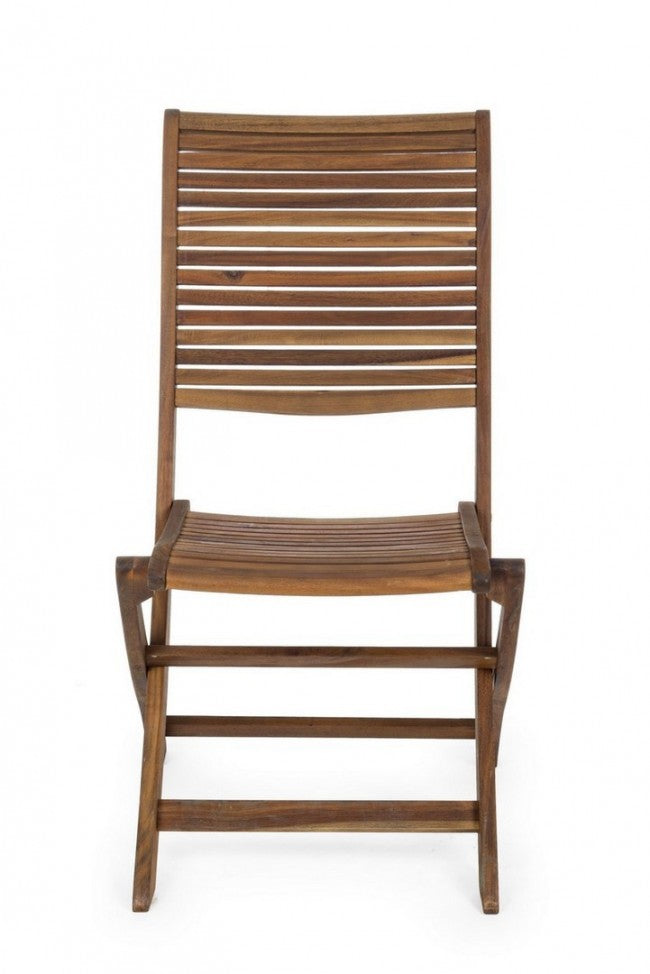 Set 2 Sedie Pieghevoli Legno Marrone da Esterno - SERENITY