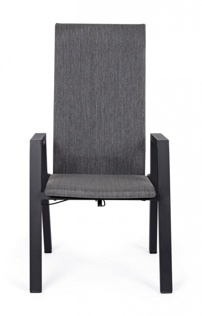 Set 4 Sedie Giardino con Braccioli Alluminio Antracite - ENDURING