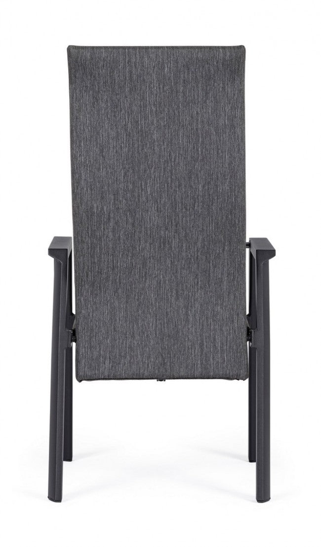 Set 4 Sedie Giardino con Braccioli Alluminio Antracite - ENDURING