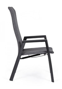 Set 4 Sedie Giardino con Braccioli Alluminio Antracite - ENDURING