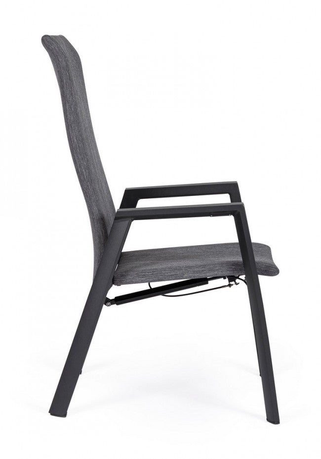 Set 4 Sedie Giardino con Braccioli Alluminio Antracite - ENDURING