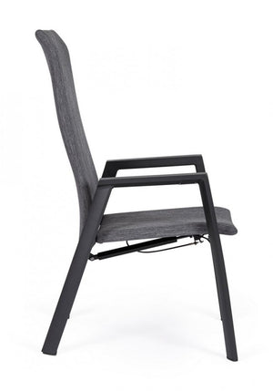 Set 4 Sedie Giardino con Braccioli Alluminio Antracite - ENDURING