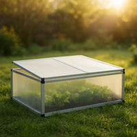 Mini serra in policarbonato trasparente e alluminio 100x120x40cm, tetto 4 aperture