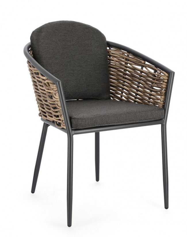 Set 4 Sedie da Giardino Alluminio Bianco Stile Moderno - BEAUTIFUL Colore: Antracite